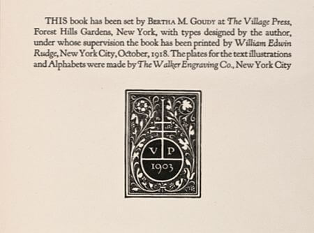 Frederic W Goudy. "The alphabet; fifteen interpretative designs drawn and arranged with explanatory text and illustrations, by Frederic W Goudy" New York, M. Kennerley, 1918. 3 p. l., 5-44 p., 2 l. illus., 27 pl. 33 cm.